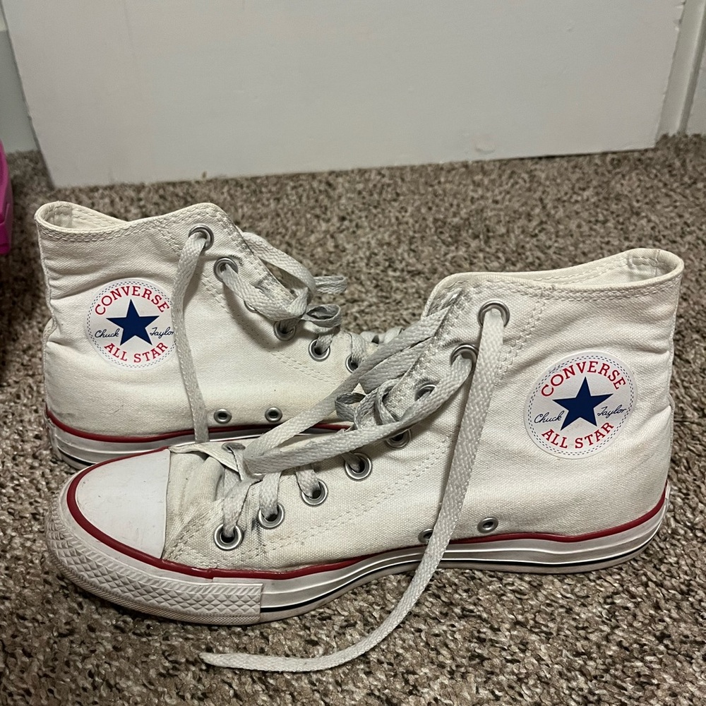 White Converse High Tops W9